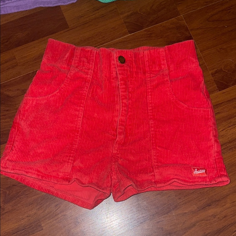 Vibrant Red High Waist Corduroy Shorts